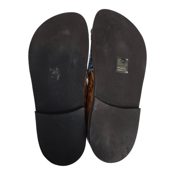 Ganni Snake Effect Crossover Sandals Multi Color Brown Blue Slide Size 37 US 7 - Picture 5 of 10